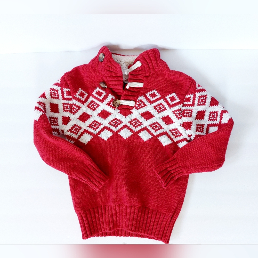 Red‎ Holiday Sweater size 4/5 Christmas Cat & Jack Mockneck